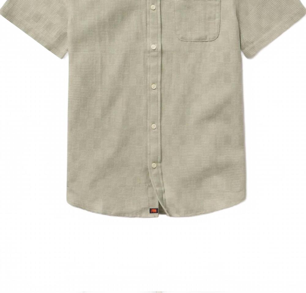 NEW THE NORMAL BRAND men's freshwater short sleeve button up shirt in juniper ch